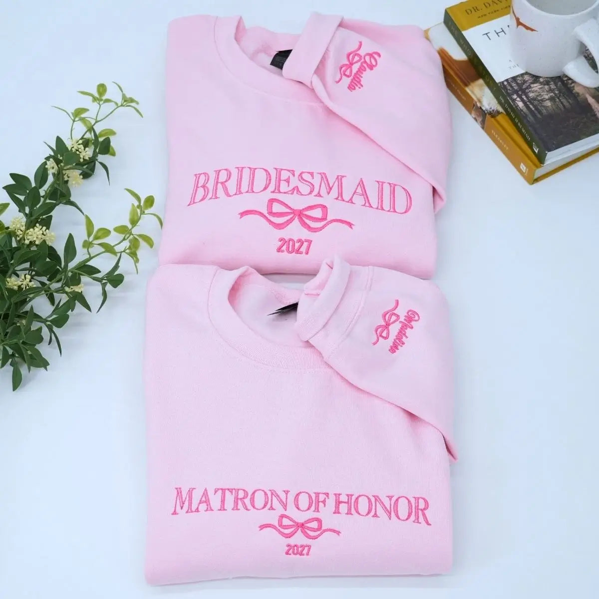 Custom Bridesmaid Sweatshirt, Embroidered Maid of Honor Sweatshirt,  Bridal Shower Gift Ideas For Bride