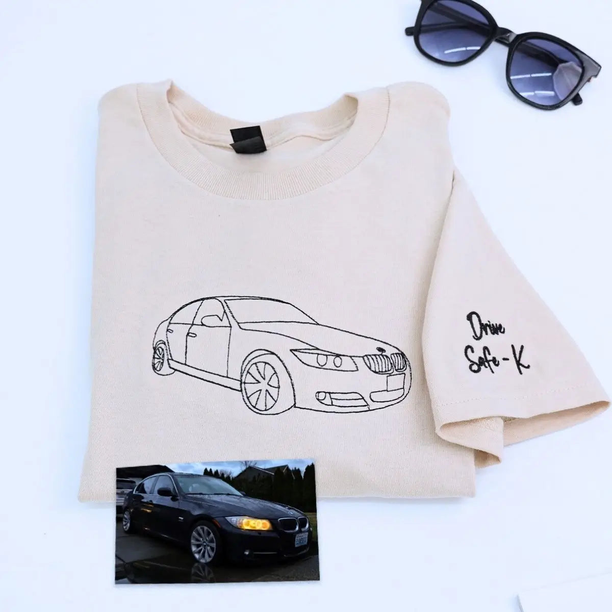 Custom Embroidered Car Sweatshirt or Hoodie, Anniversary Gifts for Car Boyfriend