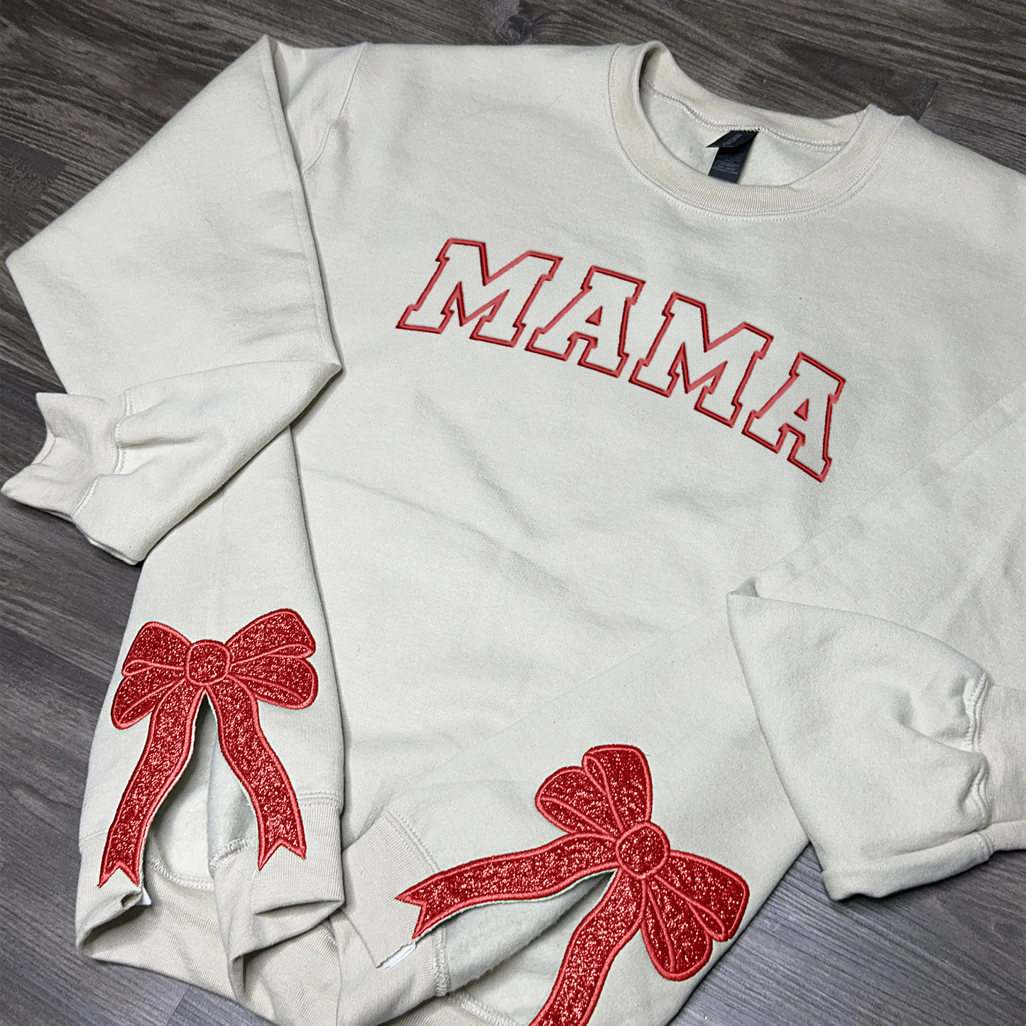 Personalized Green/Red Merry Christmas Bow Side Sweatshirt
