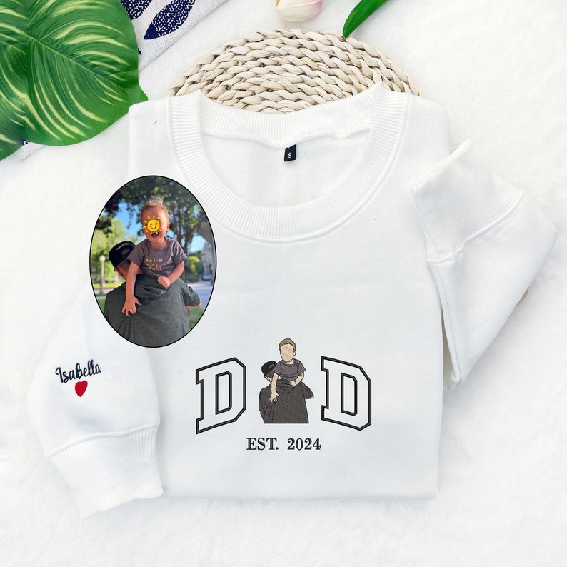 Custom Portrait from Photo Sweatshirt Embroidered Dad Hoodie