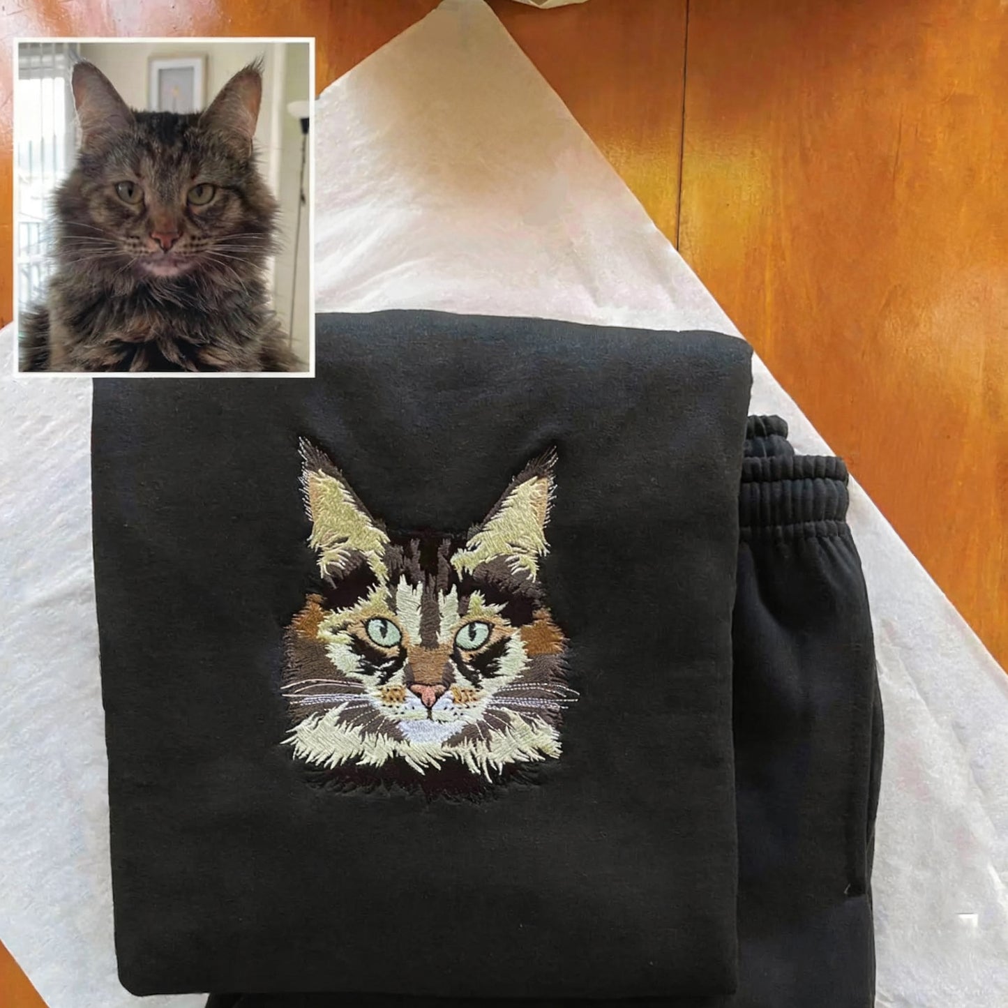 Custom Pet Portrait Embroidered Sweatshirt, Hoodie, Custom Pet Picture