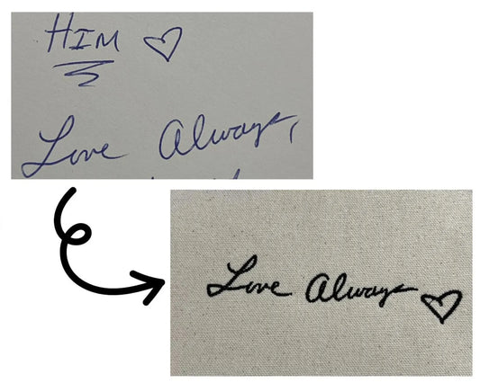 Custom Embroidered Handwritten Note on Canvas | Personalized Handwriting Replica | Custom Embroidery Gift | Embroidered Note Keepsake