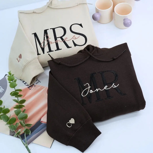 Personalized Unique Bridal Shower Gifts for Him and Her with Mr Mrs Sweatshirt