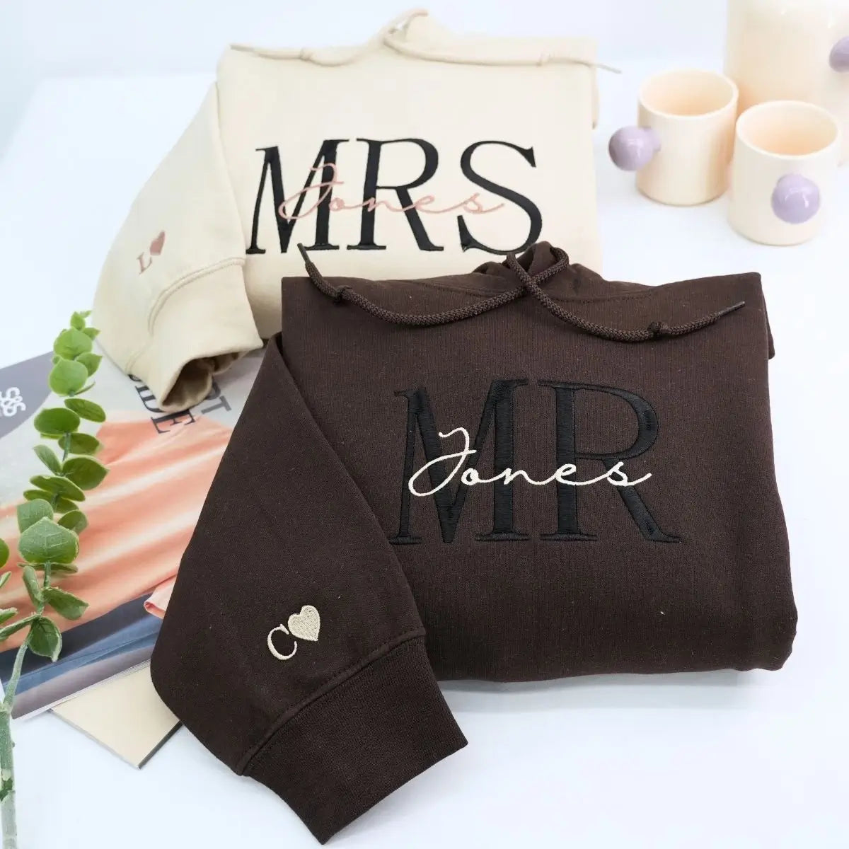 Personalized Unique Bridal Shower Gifts for Him and Her with Mr Mrs Sweatshirt