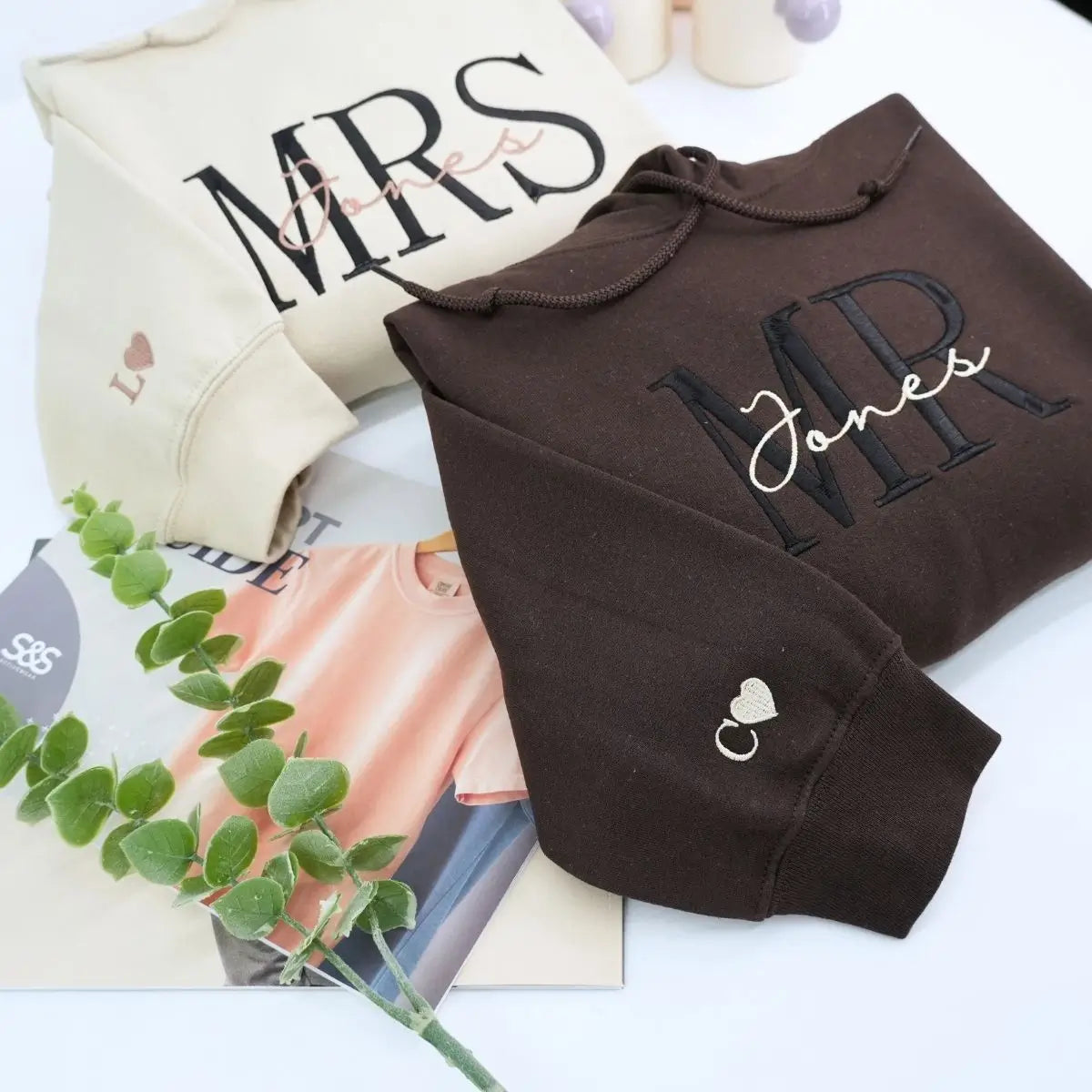Personalized Unique Bridal Shower Gifts for Him and Her with Mr Mrs Sweatshirt
