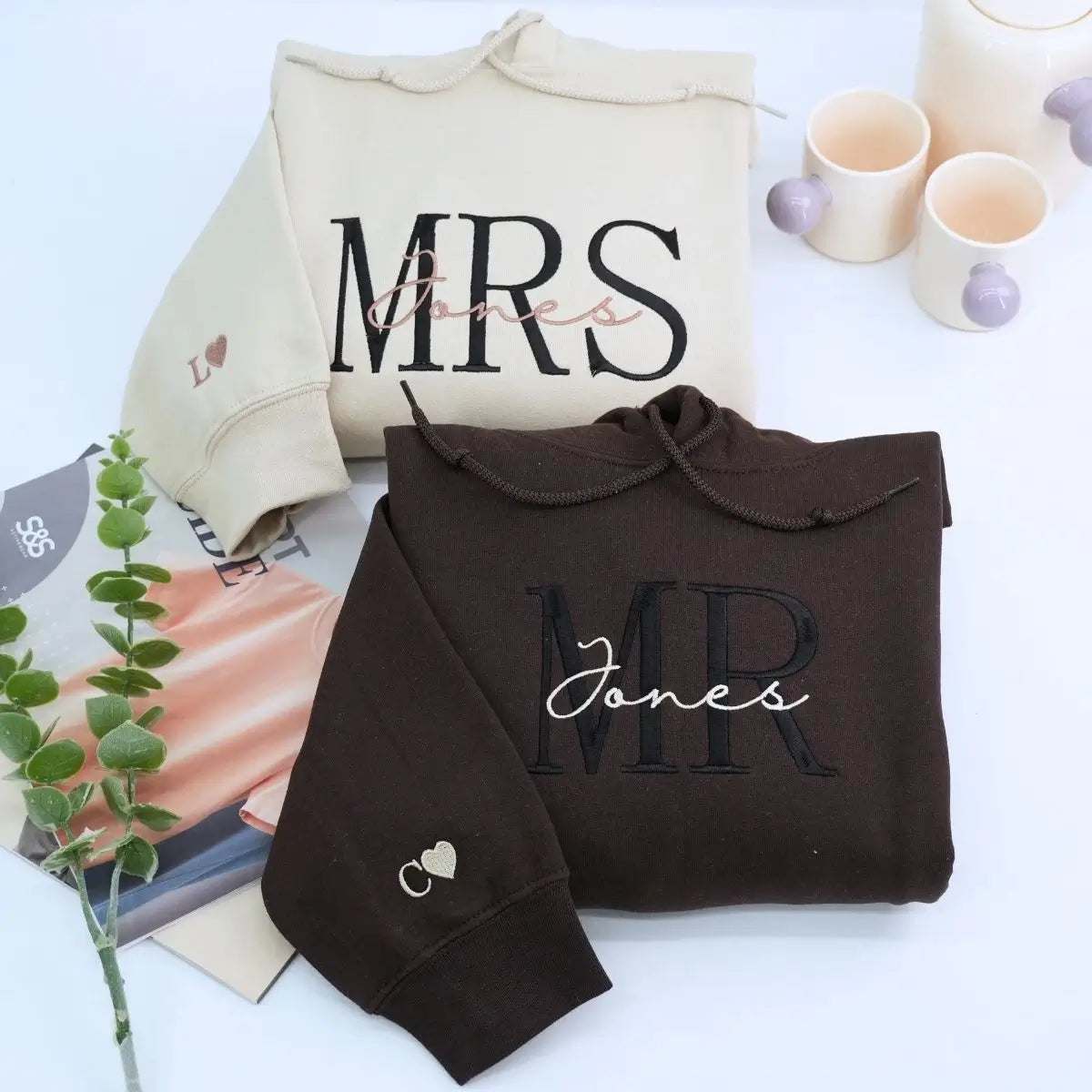 Personalized Unique Bridal Shower Gifts for Him and Her with Mr Mrs Sweatshirt