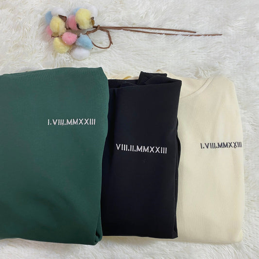 Personalized Roman Numeral Embroidered Sweatshirt