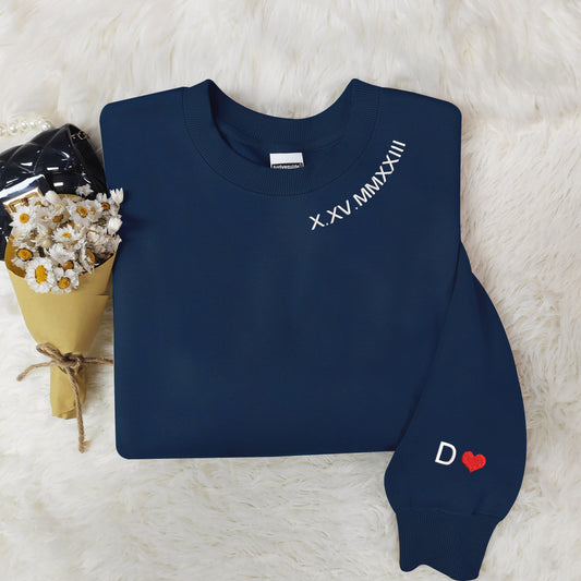 Personalized Roman Numeral Embroidery: Stylish Sweatshirt