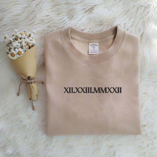 Roman Numeral Embroidered Custom Hoodie